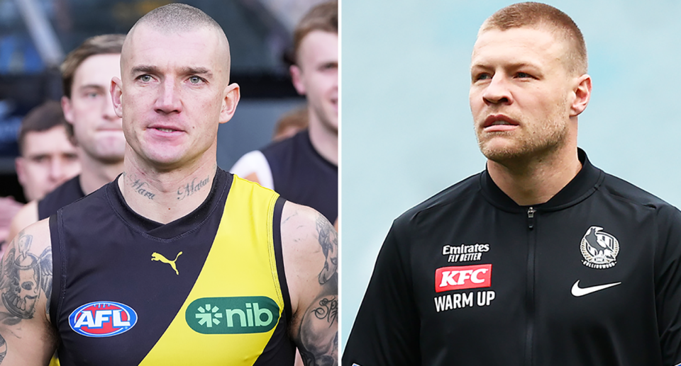 Pictured left Dustin Martin and right Jordan De Goey