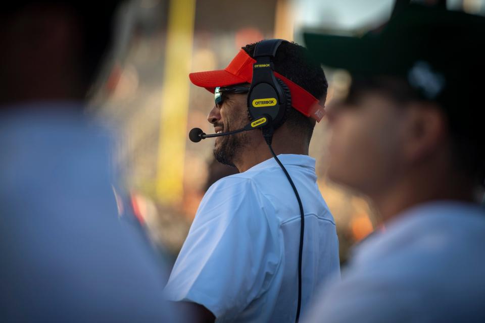 Colorado State football head coach Jay Norvell watches his team take on Sacramento State at Canvas Stadium in Fort Collins, Colo. on Saturday, Sept. 24, 2022.