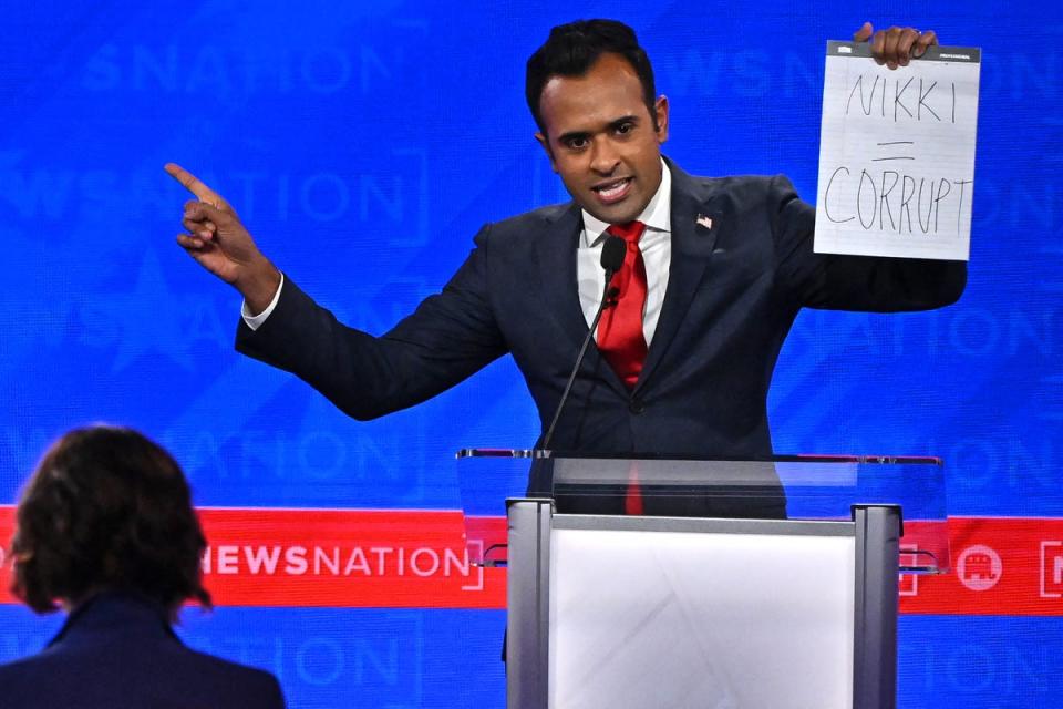 Entrepreneur Vivek Ramaswamy repeatedly attacked Nikki Haley during the debates (AFP via Getty Images)
