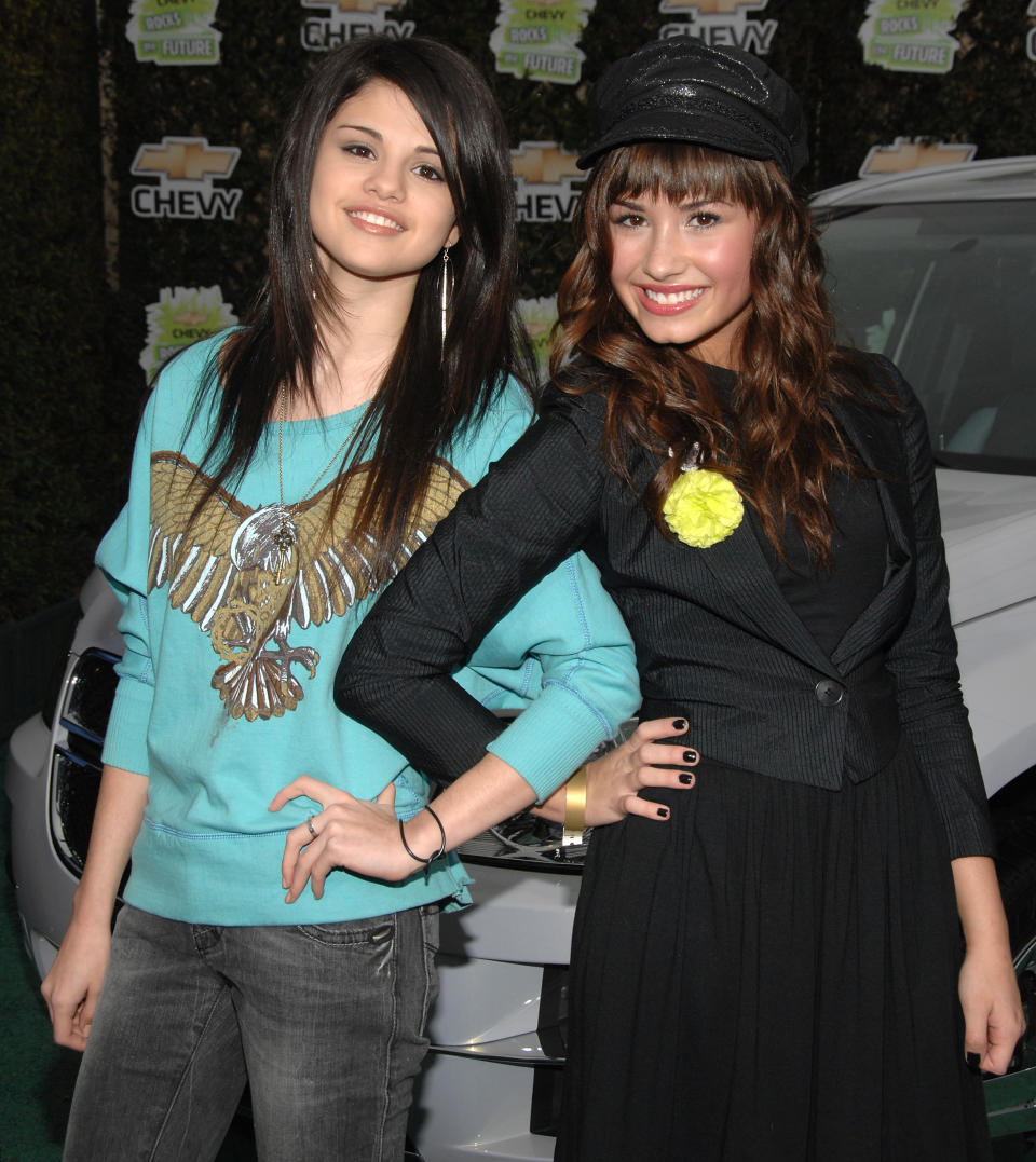 Selena Gomez and Demi Lovato, pictured in 2008, became pals while working on the kids show <em>Barney & Friends</em> in 2002. (Photo: Jean-Paul Aussenard/Wireimage)