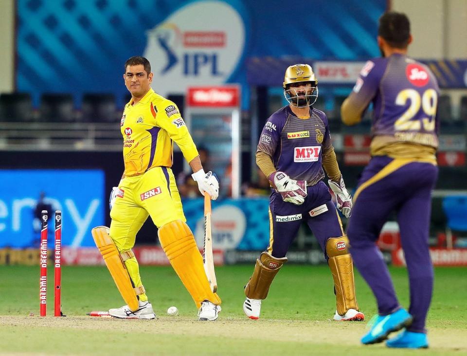 Varun Chakravarthy castled Mahendra Singh Dhoni’s stumps for the second time in this IPL.