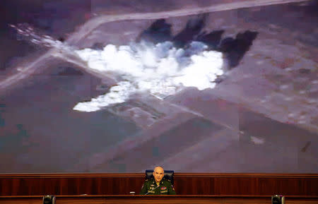 Chief of the Main Operational Directorate of the General Staff of the Russian Armed Forces Lieutenant General Sergei Rudskoy speaks during a news briefing in Moscow, Russia, October 17, 2016. REUTERS/Maxim Zmeyev