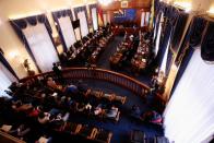 A view of the session where Bolivian Senate approves election law while anti-government protesters in Bolivia lifted street blockades in La Paz