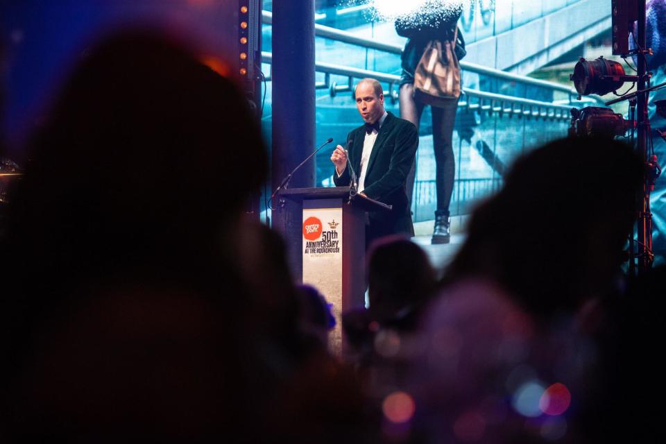 The Duke of Cambridge delivers a speech at a gala to mark the 50th anniversary of Centrepoint, (PA)