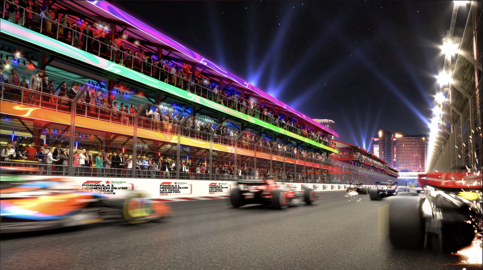 Bright colours and lights will be in full effect for the Saturday night race (Las Vegas Grand Prix)