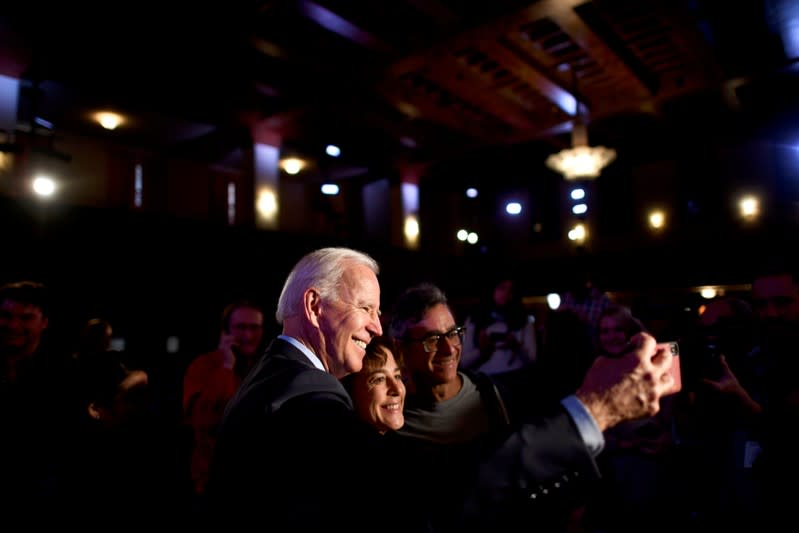 Democratic presidential candidate and former Vice President Joe Biden greets supporters after speaking in Scranton