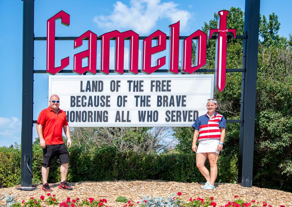 Ian Stawicki, left, and Sami Williams each had their first holes-in-one at a charity event at The Golf Club at Camelot in Lomira.