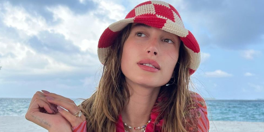 hailey bieber tiktok red bikini