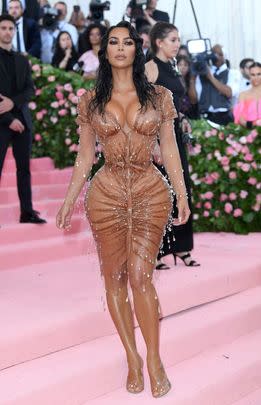 At the 2019 Met Gala, Kim Kardashian's wet look Mugler outfit required 