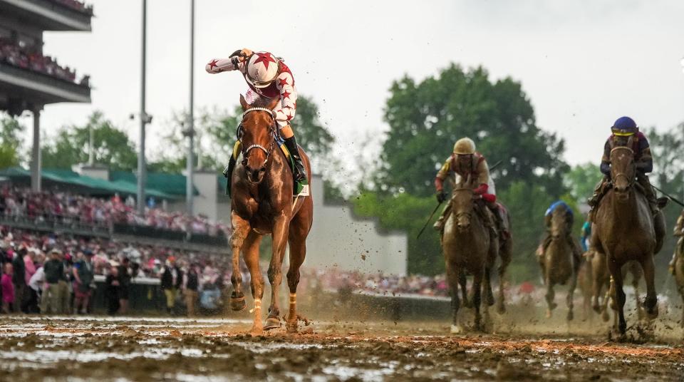 Thorpedo Anna wins the 150th Running of the Kentucky Oaks with Brian Hernandez, Jr, up. Friday, May 3, 2024