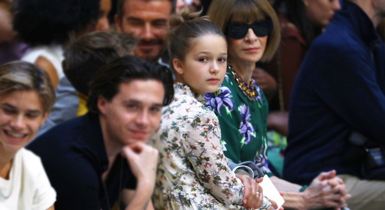 Harper Beckham stole the show at Victoria Beckham's London Fashion Week show [Photo: Getty Images]