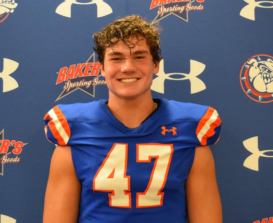 Bolles defensive lineman Hayden Schwartz is pictured at Baker's Sports High School Media Day on August 5, 2021. [Bolles Athletics/Provided to the Times-Union]