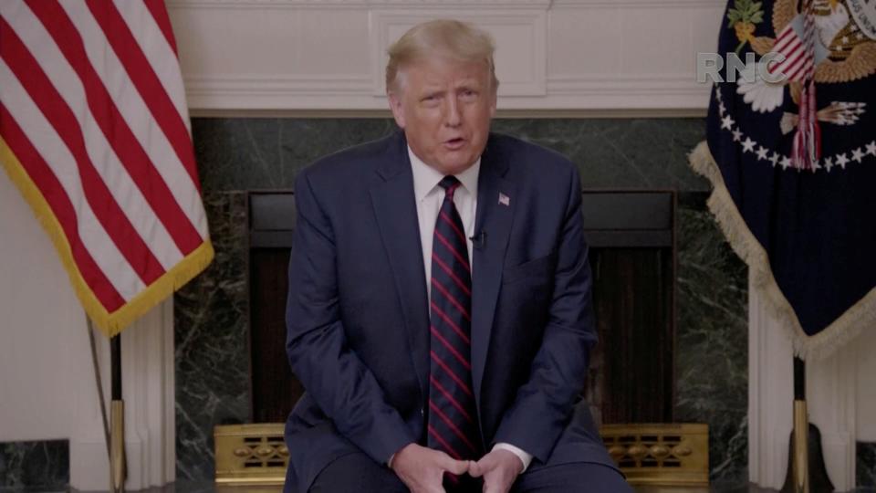 Donald Trump gives a video address to the first night of the Republican National Convention: via REUTERS