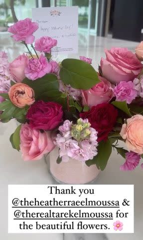 <p>Instagram/thechristinahall</p> Christina Hall posts Mother's Day flowers she received from Heather Rae and Tarek El Moussa