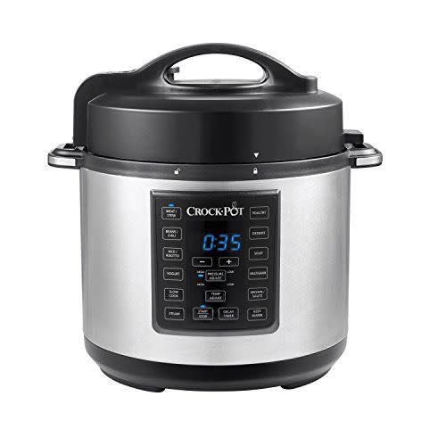 <p><strong>Crockpot</strong></p><p>amazon.com</p><p><strong>$74.00</strong></p><p><a href="https://www.amazon.com/dp/B074PHL51Y?tag=syn-yahoo-20&ascsubtag=%5Bartid%7C10063.g.34804742%5Bsrc%7Cyahoo-us" rel="nofollow noopener" target="_blank" data-ylk="slk:Shop Now;elm:context_link;itc:0;sec:content-canvas" class="link ">Shop Now</a></p><p>Don't already have a Crockpot, or looking for an upgrade? You can't go wrong with this one; it looks good and is programmable, meaning you'll be producing Michelin-quality dinners in the comfort of your own home! </p>