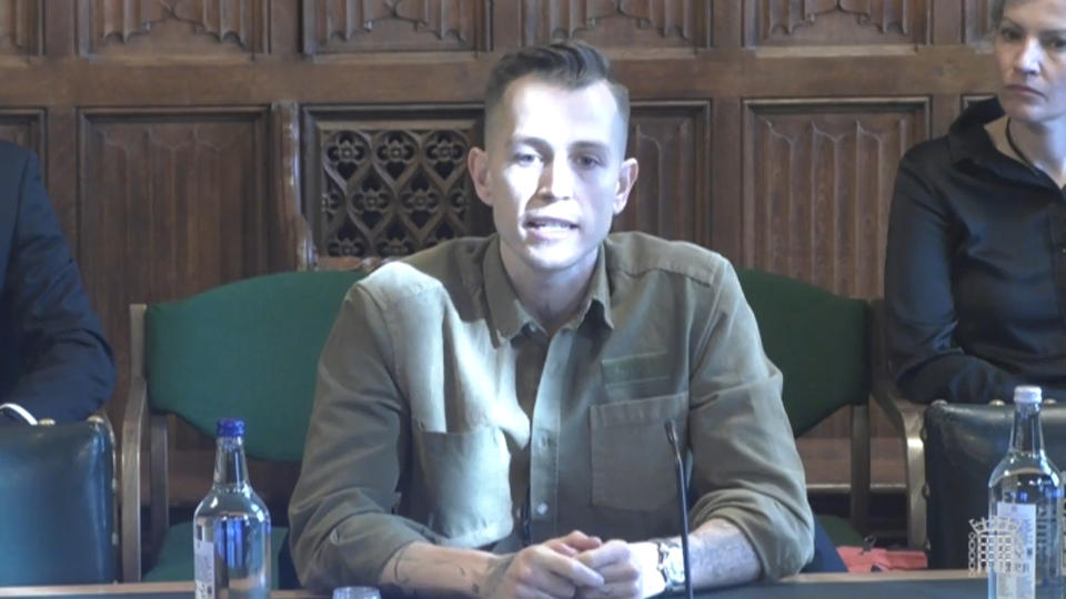 The Vamps&#39; lead guitarist James Brittain-McVey appearing before the Health and Social Care Committee at the Houses of Parliament, London (PA)