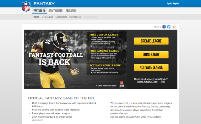 NFL Free Fantasy Football - Custom and NFL & Managed Leagues