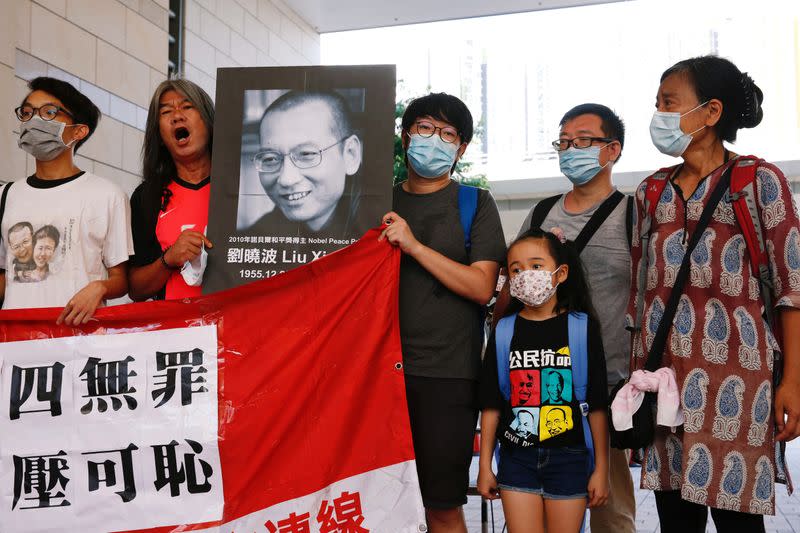 Pro-democracy activist Leung Kwok-hung, also known as 'Long Hair', shouts slogans during a protest, in Hong Kong