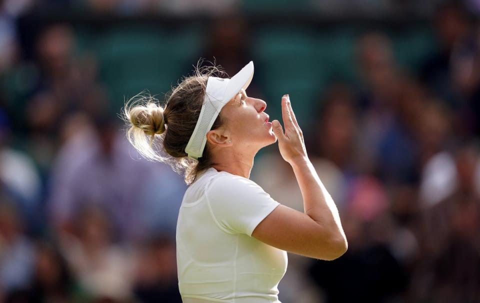 Simona Halep was back on Centre Court after a three-year absence (Zac Goodwin/PA) (PA Wire)