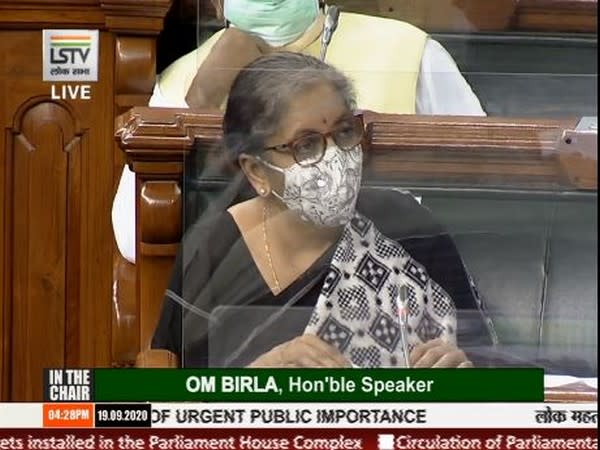 Union Finance Minister Nirmala Sitharaman speaking in Lok Sabha on Saturday. [Photo/ LS TV]