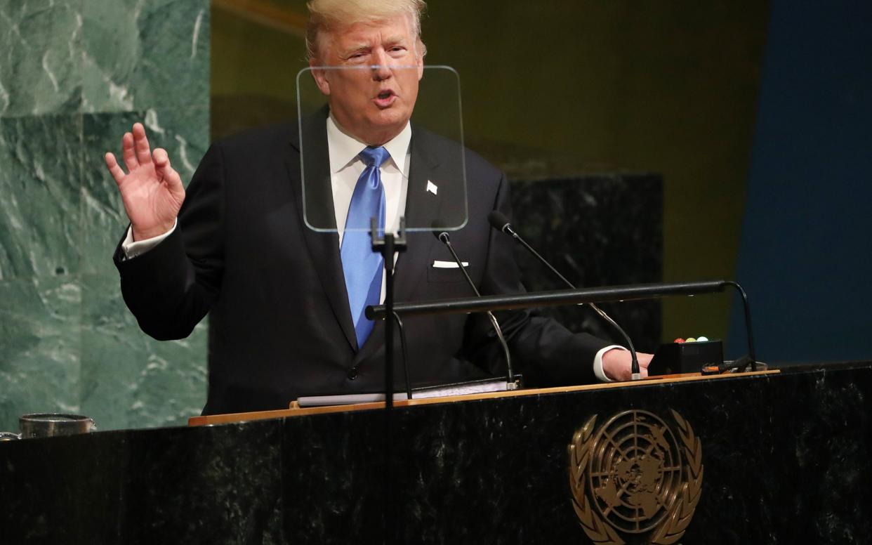 Donald Trump at the United Nations this week - EPA
