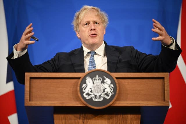 Boris Johnson speaking at a press conference