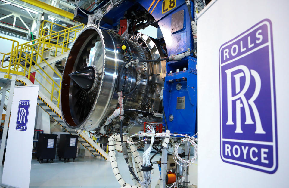 A BR700-725 jet engine is seen at the assembly line of the Rolls-Royce Germany plant in Dahlewitz near Berlin, Germany, February 28, 2023.   REUTERS/Nadja Wohlleben