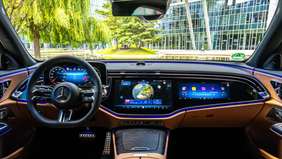 The MBUX Superscreen inside the 2024 Mercedes-Benz E450 4Matic. 