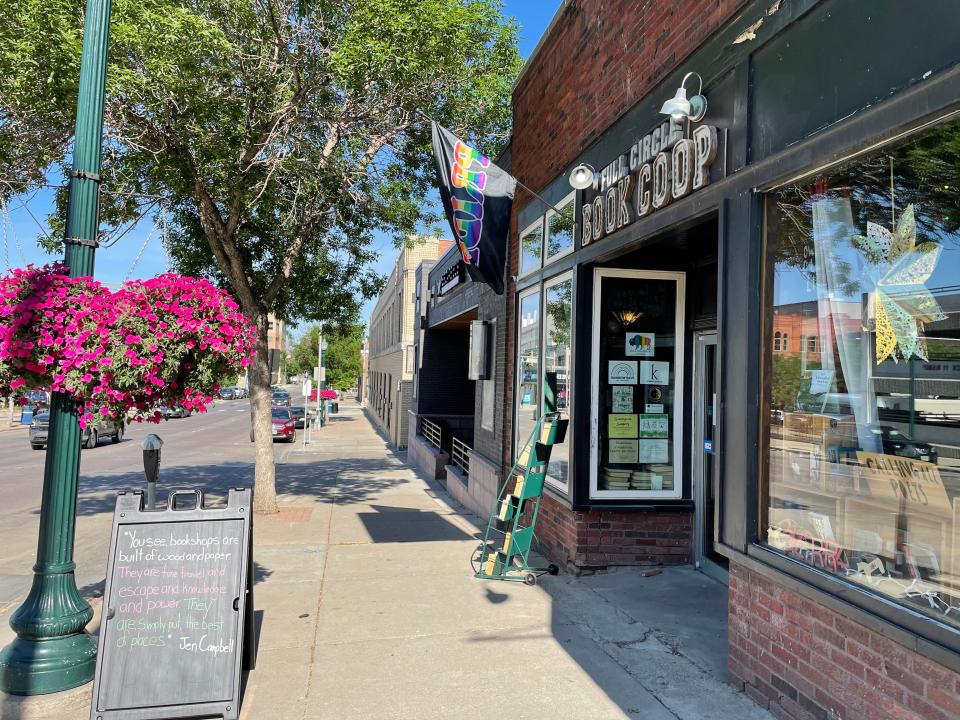 Full Circle Book Co-op on 123 W. 10th Street displays a Pride flag supporting the LGBTQ+ community. June 7th, 2021.
