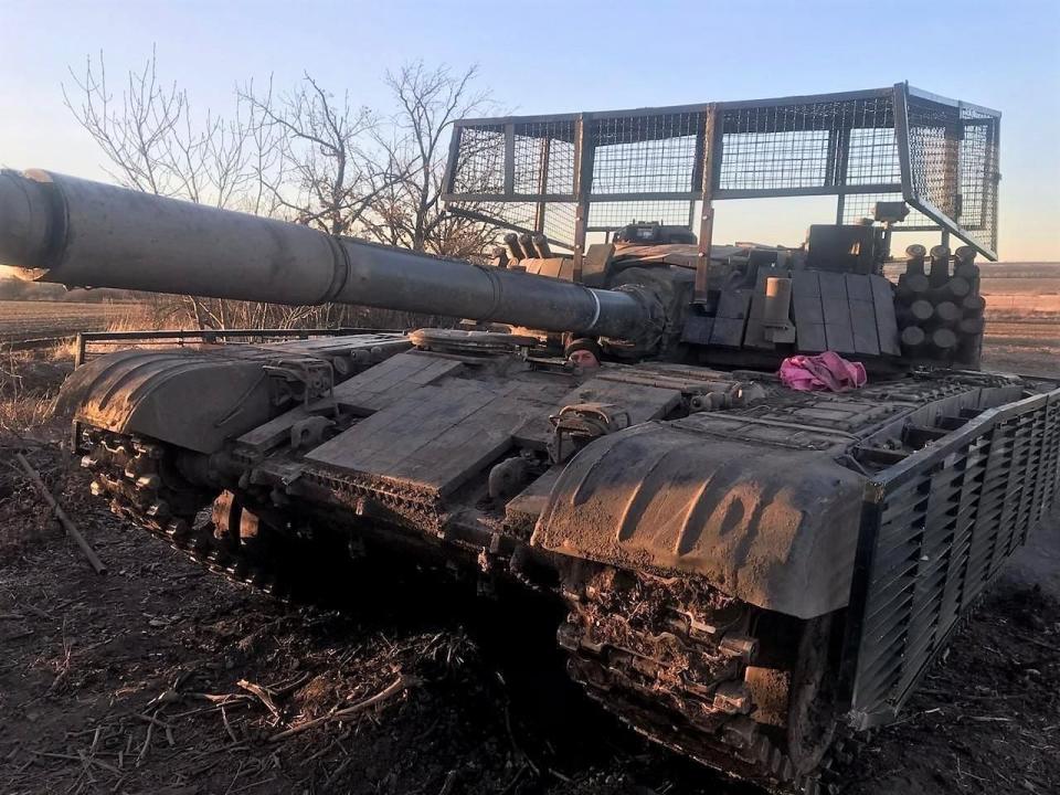 A Ukrainian T-72 tank in December 2023.