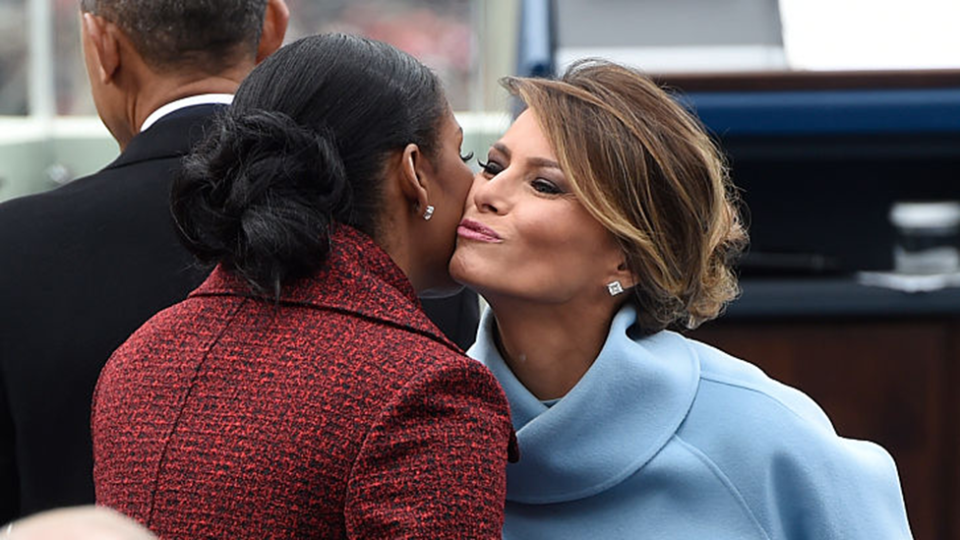 Melania Trump Kisses Michelle Obama White House handover