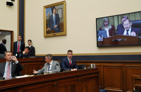 U.S. Republican Representatives listen to House Judiciary Committee Committee Chairman Jerry Nadler (D-NY), right, make his case as the House Judiciary Committee considers whether to hold U.S. Attorney General William Barr in contempt of Congress for not responding to a subpoena on Capitol Hill in Washington, U.S., May 8, 2019. REUTERS/Leah Millis