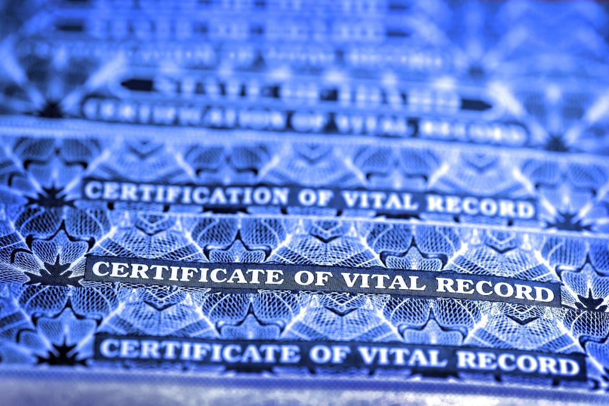 Civil registries in the U.S. are spread across different local jurisdictions. <a href="https://www.gettyimages.com/detail/photo/several-certificate-of-vital-records-for-birth-royalty-free-image/1197564062" rel="nofollow noopener" target="_blank" data-ylk="slk:eric1513/iStock via Getty Images Plus;elm:context_link;itc:0;sec:content-canvas" class="link ">eric1513/iStock via Getty Images Plus</a>