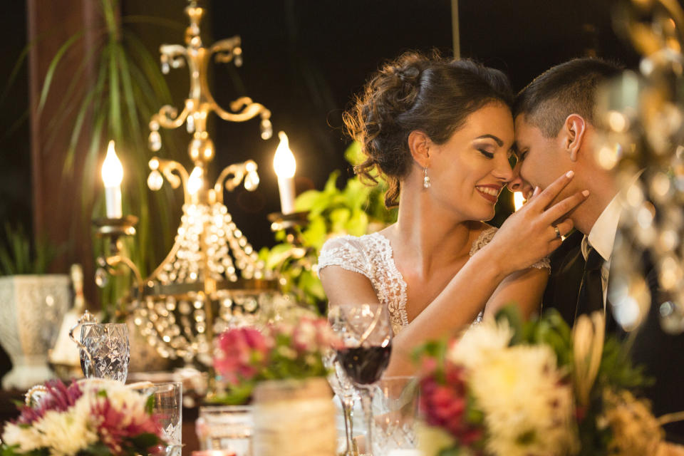 Bride and groom having a luxury wedding