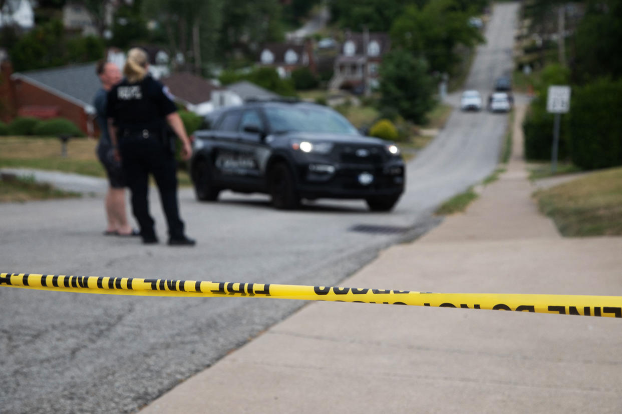 Police around Thomas Matthew Crooks home shooter REBECCA DROKE/AFP via Getty Images