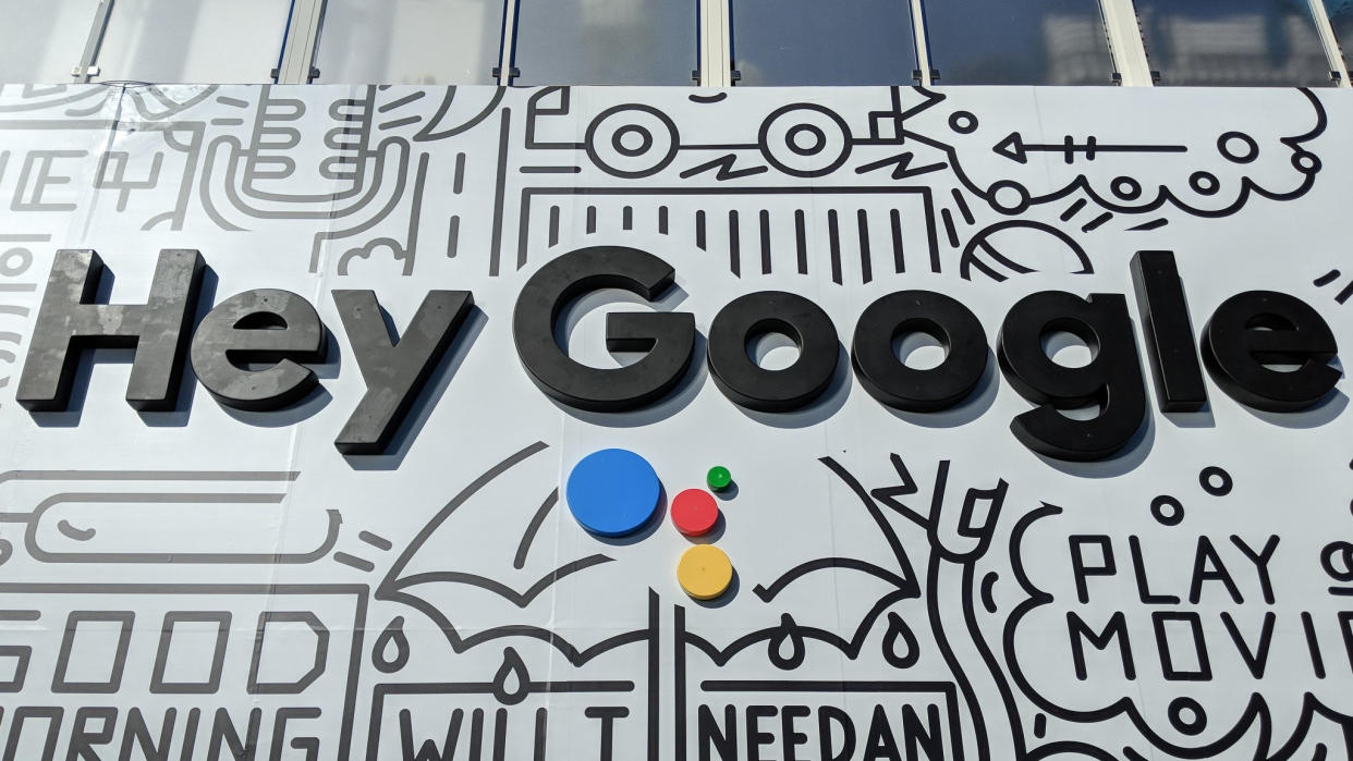  Hey Google sign at CES 2018. 