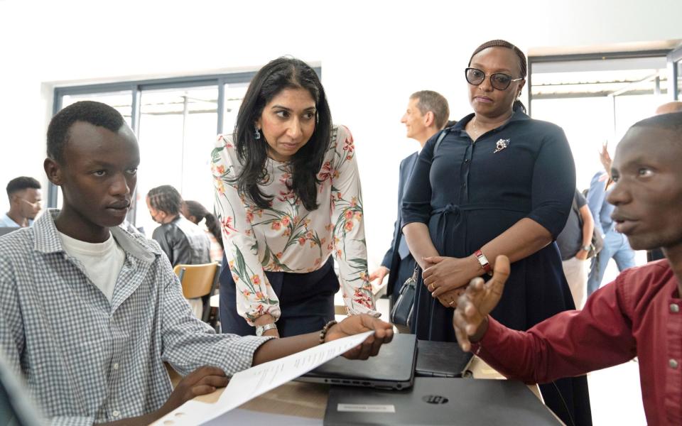 Mrs Braverman visiting Kepler College, a business management academy, during her visit to Kigali - Stefan Rousseau/PA