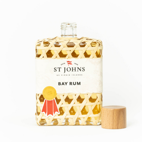 bottle of St.Johns Bay Rum Cologne against white background