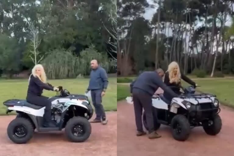 Susana Giménez ya probó su nuevo cuatriciclo (Foto: Captura de video / Instagram @gimenezsuok)