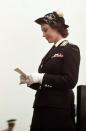 <p>Princess Margaret speaks at a St. John's Ambulance Brigade Rally in 1953.</p>