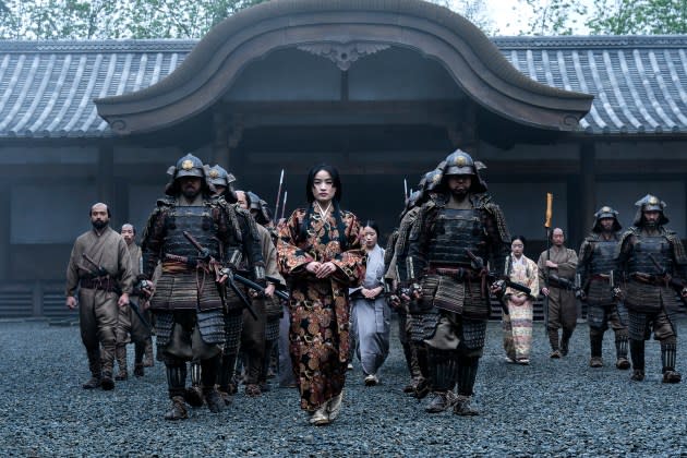 Anna Sawai (center) as Toda Mariko in 'Shōgun.' - Credit: Katie Yu/FX