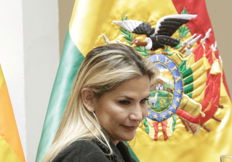 FILE PHOTO: Bolivia's interim President Jeanine Anez attends a ceremony at the presidential palace in La Paz