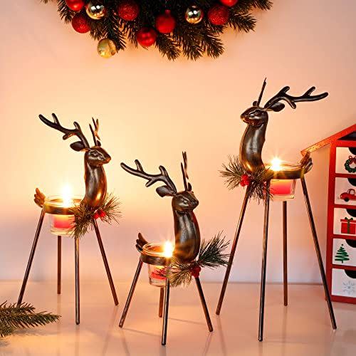 Reindeer Tealight Candle Holders, Set of 3