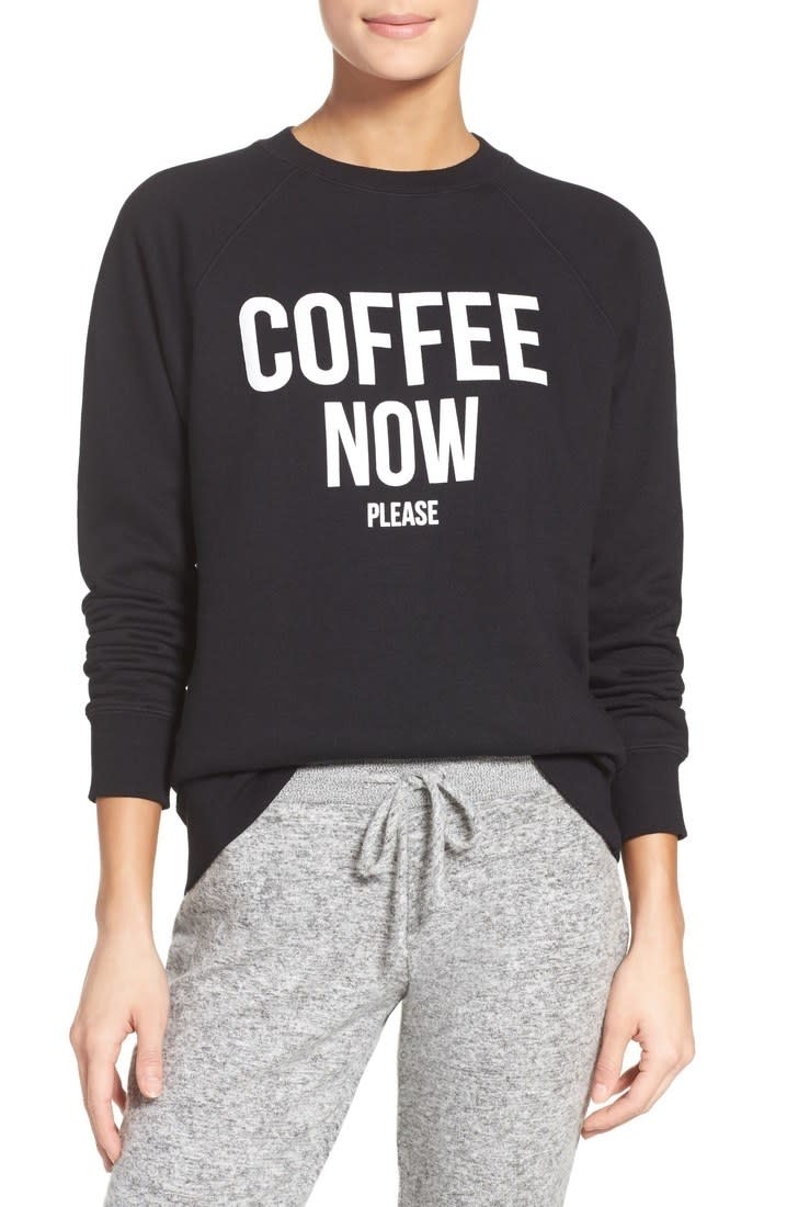 <p>Because yes, even even our superhero moms know that the coffee addiction is real.</p><p><em>'Coffee Now' Crewneck Sweatshirt, $79. <a rel="nofollow noopener" href="http://shop.nordstrom.com/s/brunette-coffee-now-crewneck-sweatshirt/4429228?fashioncolor=BLACK&mbid=synd_yahooentertainment&origin=category-personalizedsort" target="_blank" data-ylk="slk:nordstrom.com;elm:context_link;itc:0;sec:content-canvas" class="link ">nordstrom.com</a></em></p>