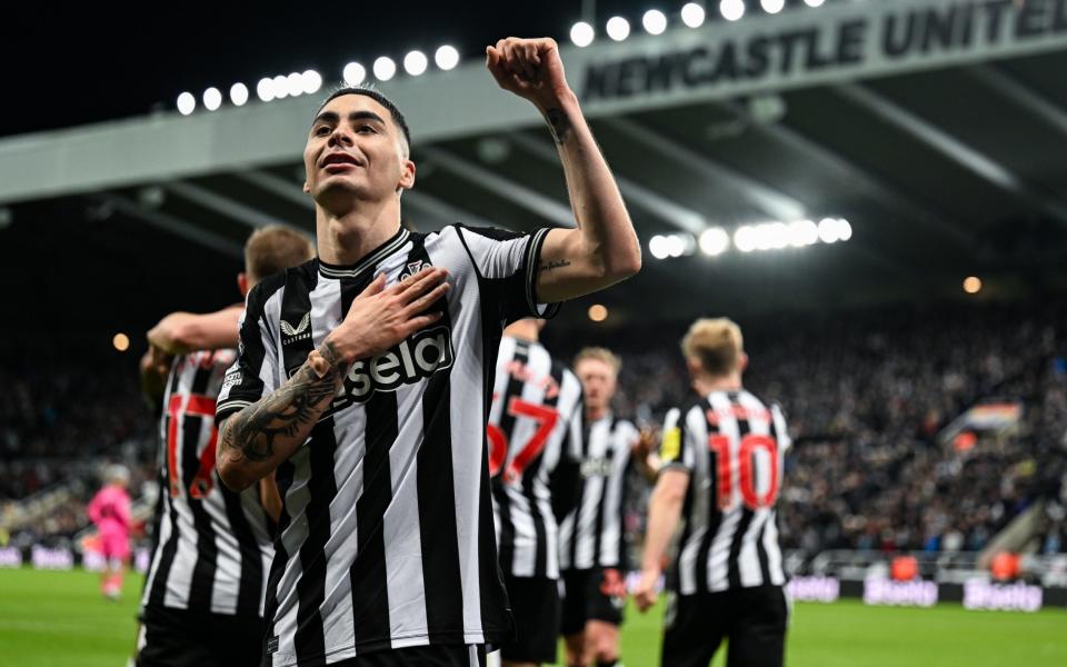 Miguel Almiron celebrates his goal against Fulham