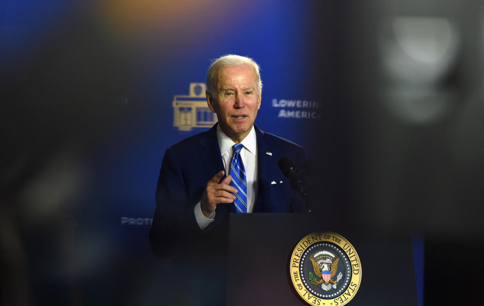 TAMPA, FLORIDA, UNITED STATES - FEBRUARY 9: President Joe Biden discusses his plan to protect and strengthen Social Security and Medicare and lower healthcare costs at the University of Florida on February 9, 2023 in Tampa, Florida. (Photo by Paul Hennessy/Anadolu Agency via Getty Images)