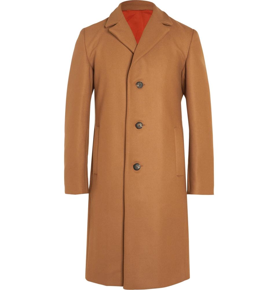 Camel, merino wool-blend coat, £1095.