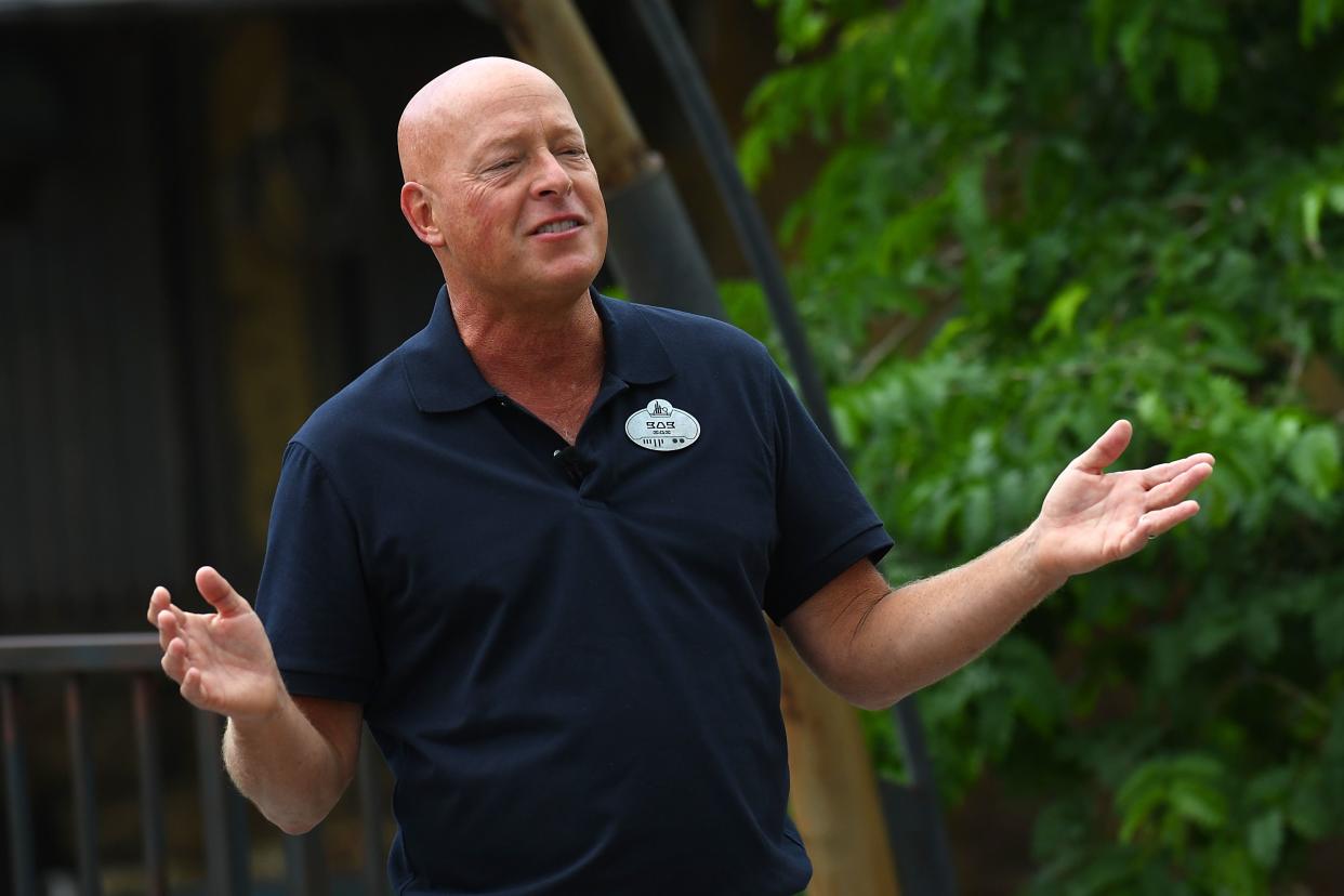 Bob Chapek Chairman of Parks, Experiences, and Products for the Walt Disney Company speaks during the Star Wars: Galaxy's Edge Dedication Ceremony at Disney’s Hollywood Studios on August 28, 2019 in Orlando, Florida.