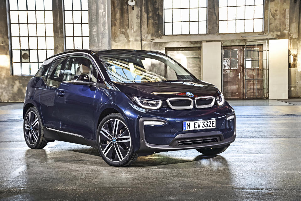 This photo provided by BMW shows the 2018 BMW i3, a small electric hatchback with an EPA-estimated 114 miles of range. (Courtesy of BMW of North America via AP)