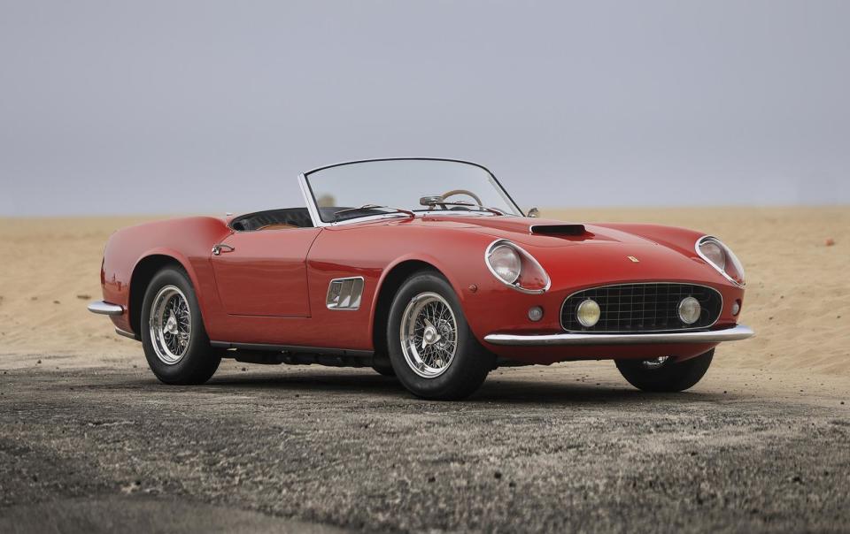 A 1961 Ferrari 250 GT SWB California Spider on offer from Gooding and Company, estimated to sell for $15 - 17 million at auction. (credit: Gooding and Company)